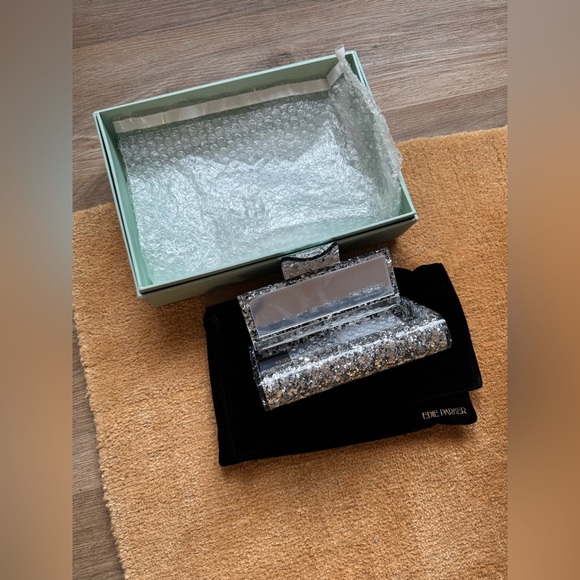 NWT RARE Edie Parker Mini Lara Clutch - Silver Confetti - Picture 7 of 12